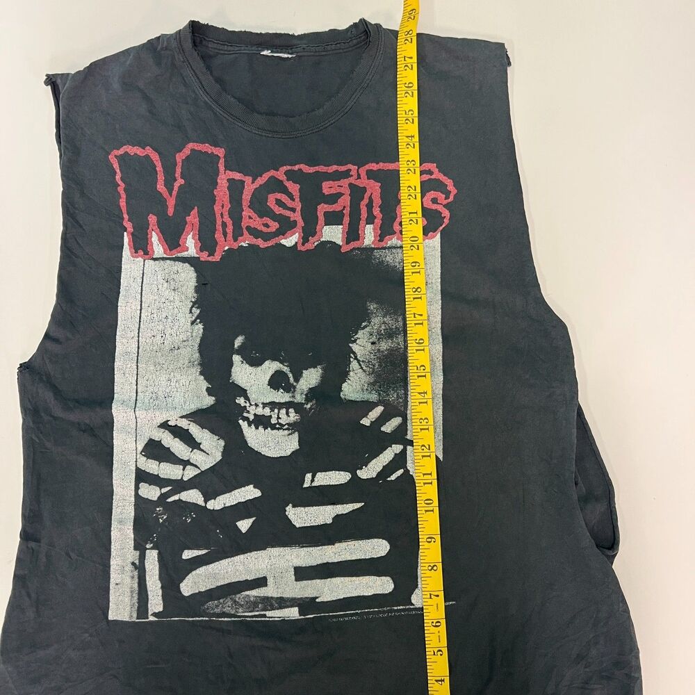 Vintage Misfits Crimson Ghost Cut Off Sleeveless Band T Shirt Black Punk Faded L - Picture 6 of 8